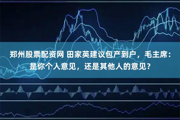 郑州股票配资网 田家英建议包产到户，毛主席：是你个人意见，还是其他人的意见？